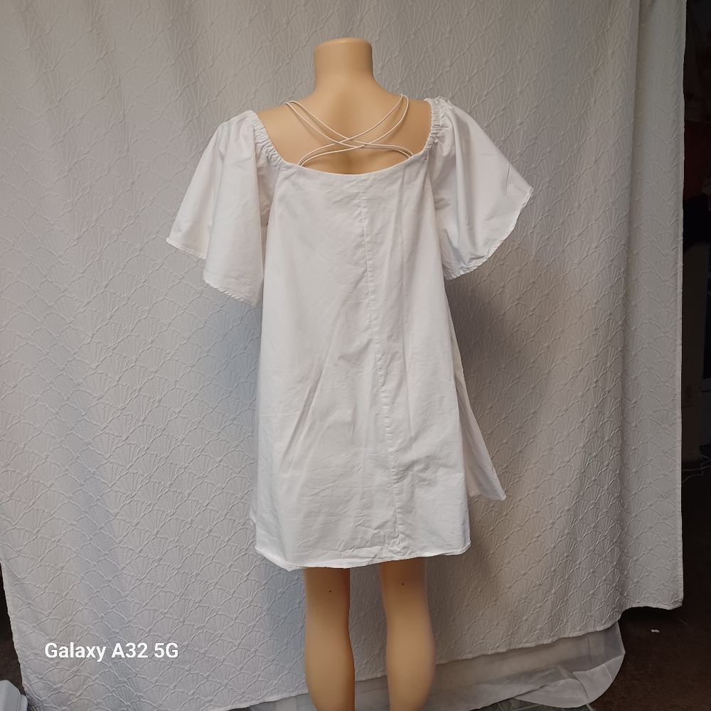 a.peach Women Dress Mini Size M White Off-Shoulder Dress - Picture 7 of 14